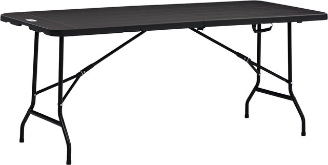 Outsunny Gartentisch Klapptisch für 6 Personen in Holzoptik aus HDPE und Stahl, Grau, B/T/H: 180 x 75,5 x 73 cm - Bild 1