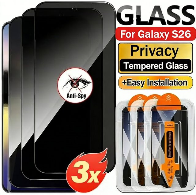 3er Pack Sichtschutz-Displayschutzfolie aus gehärtetem Glas für Samsung Galaxy S26 Ultra S25 Ultra S24 FE S23 S22 A56 A55 A36 A52 A07 A17 - Bild 1