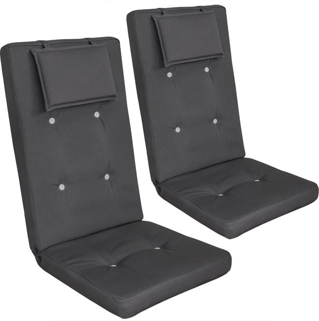 2er-Set Vanamo Stuhlauflagen Grau aus Polyester, wasserabweisend und gesteppt, B/T/H: 118 x 45 x 7 cm - Bild 1