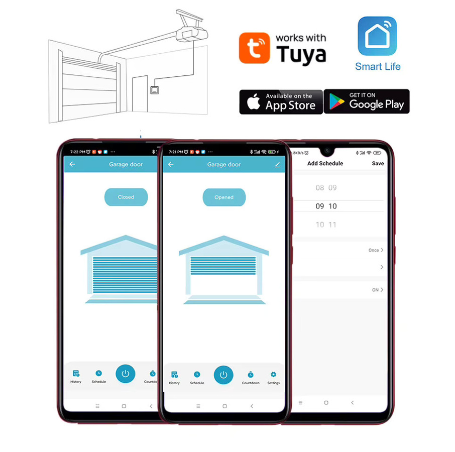 Tuya Smart Garagentor Controller Wifi Schalter für Alexa und Google Home in Schwarz oder Weiß - Bild 3