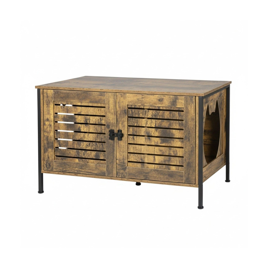 Relaxdays Katzenschrank aus MDF in Vintagebraun, abschließbar, B/H/T: 50,5 x 80 x 45 cm - Bild 2
