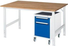 Rau Arbeitstisch Tom KM08 höhenverstellbar und rollbar, B/T/H: 150 x 100 x 76-108 cm, grau/mehrfarbig - Bild 1