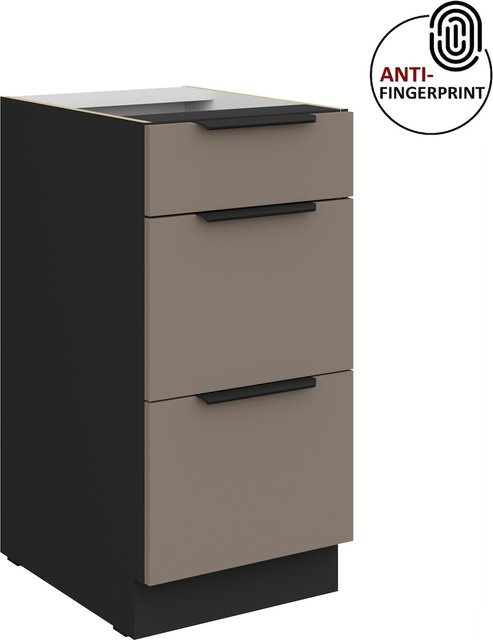 Küchen Unterschrank ARIA Sandgrau matt Anti Fingerprint Breite: 40 cm - Bild 1