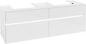 V&B Waschtischunterschrank Collaro in Weiß glänzend mit LED und Platz für 2 Waschbecken, B/T/H: 160 x 54,8 x 50 cm - Bild 1