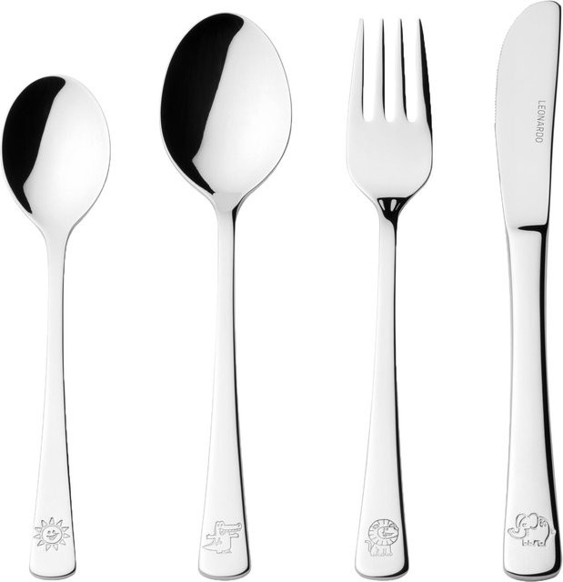 Leonardo Kinderbesteck Bambini 4-teilig aus poliertem Edelstahl in Silber - Bild 1