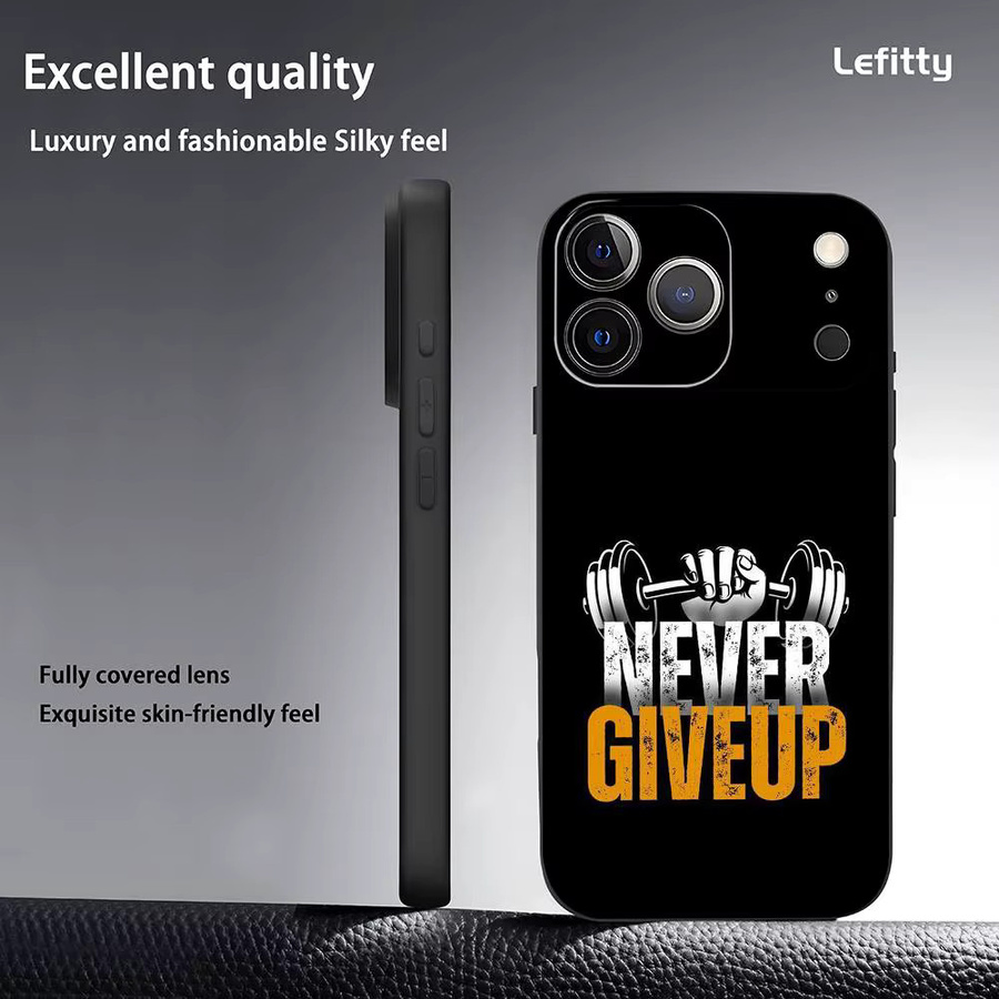 Never Give Up Softshell Handyhülle für iPhone 17 bis 11 Pro Max Plus Mini, Schwarz, Mattiert - Bild 3