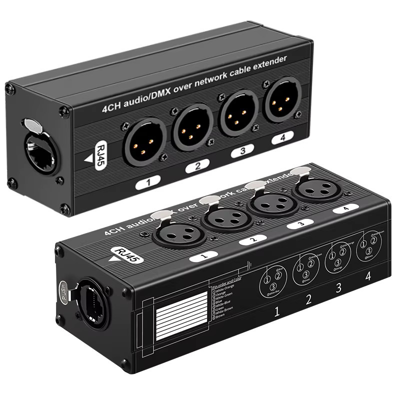 TITAK 4-Kanal XLR-Audio-Extender über Cat5/Cat6 Ethernet/LAN in Schwarz - Bild 6