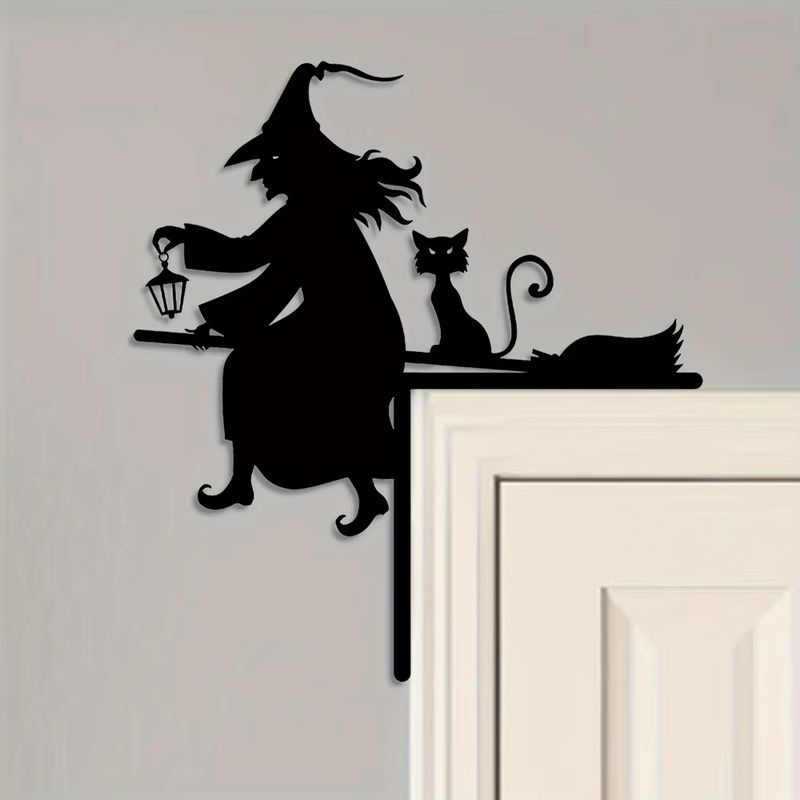 HELLOYOUNG Halloween Dekoration Hexe und Katze Silhouette aus Eisen in Schwarz - Bild 4