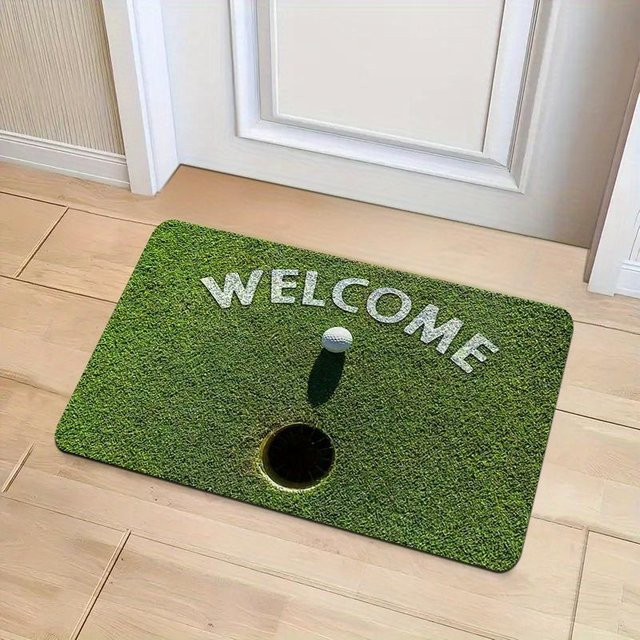 LjqFourteen Fußmatte Golf Gras-Design in Grün, rutschfest und maschinenwaschbar, B/T: 80 x 50 cm - Bild 1