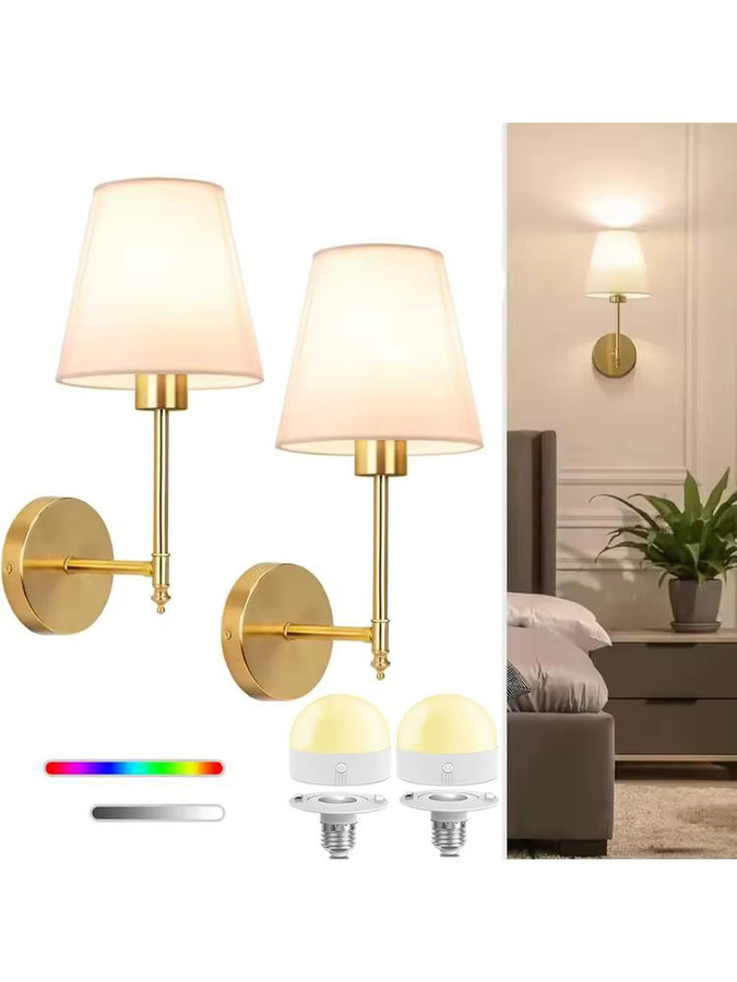 UMEXUS Batteriebetriebene Wandleuchten Set mit 2 Stück, Goldene Kabellose Aufladbare Wandlampen mit 2000mAh Dimmbaren Abnehmbaren Glühbirnen und Fernbedienung - Bild 4