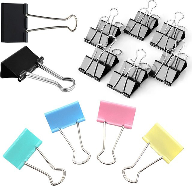 ZYF Metall-Binderklammern Set, 10 Stück Foldback Clips aus Metall, 32 mm, Schwarz und Bunt - Bild 1
