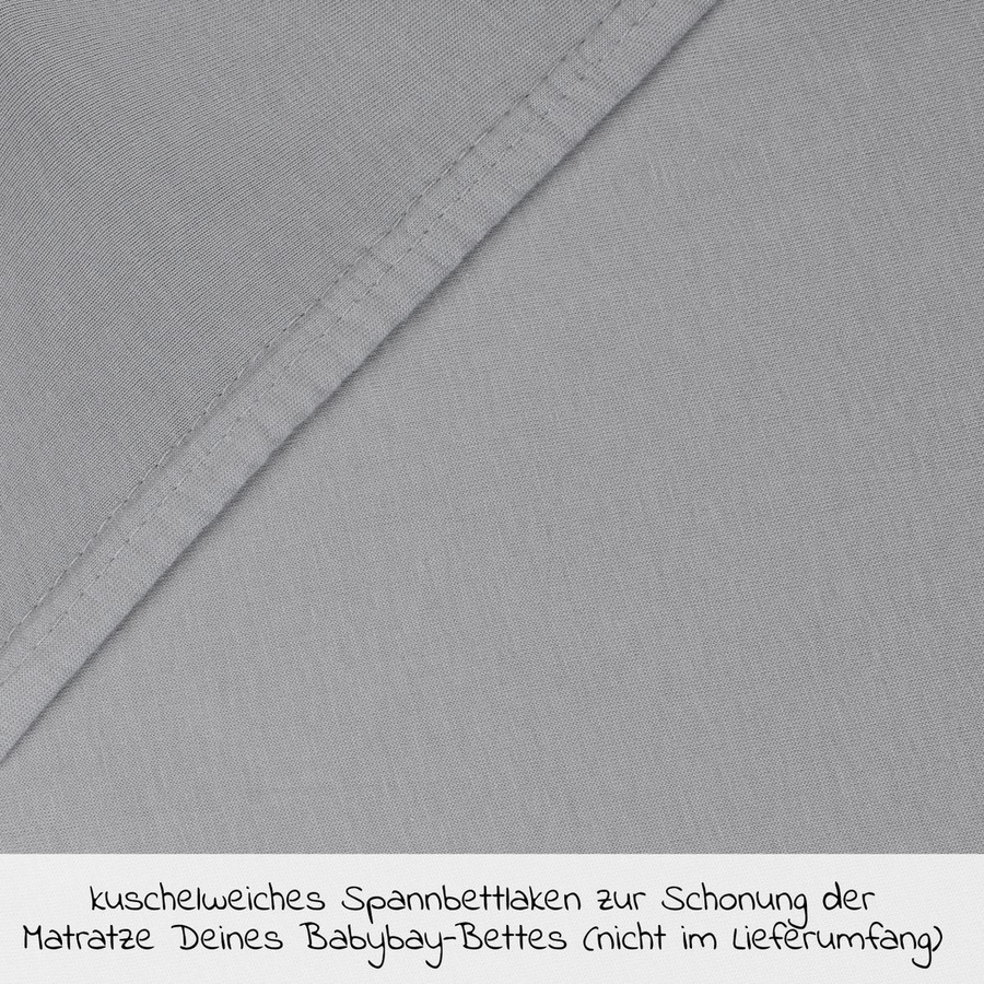 Babybay Spannbetttuch Deluxe aus Jersey für Beistellbett Original, Farbe: Grau, Breite: 43 cm, Länge: 81 cm - Bild 2