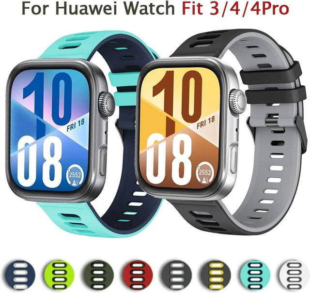 Huawei Uhrenarmband Silikon, Bicolor, Multicolor, Huawei Watch Fit 3, 4, 4 Pro - Bild 1