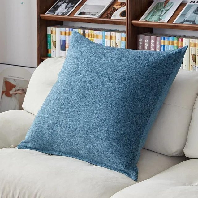 Serene Homes Chenille-Kissenbezug in Blau, quadratische Schutzhülle für Sofakissen, B/B: 65 x 65 cm - Bild 1