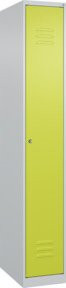 C+P Spind Classic PLUS Garderobenschrank mit 1 Abteil und Zylinderschloss, Farbe: Lichtgrau/Clowngrün, H x B x T: 185 x 30 x 50 cm - Bild 1