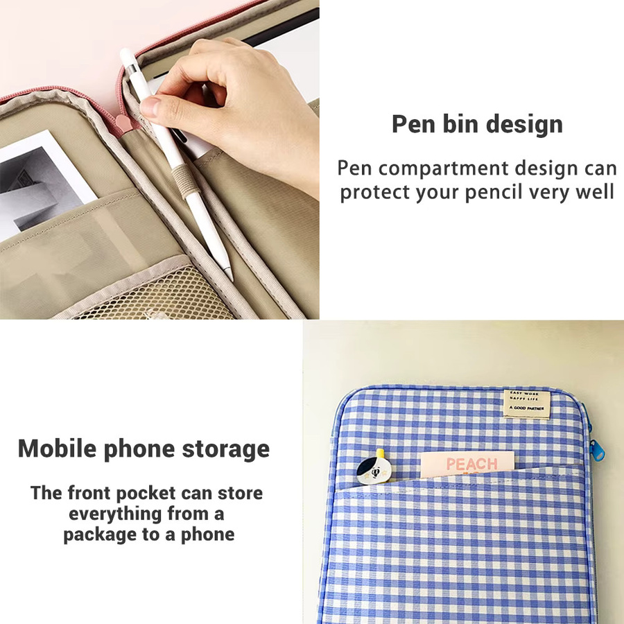 EMTRA Tablet-Hülle als Handtasche für iPad, Samsung und Xiaomi, stoßfest mit mehreren Taschen, Farbe: Schwarz, passend für 7,9–12,9 Zoll - Bild 3