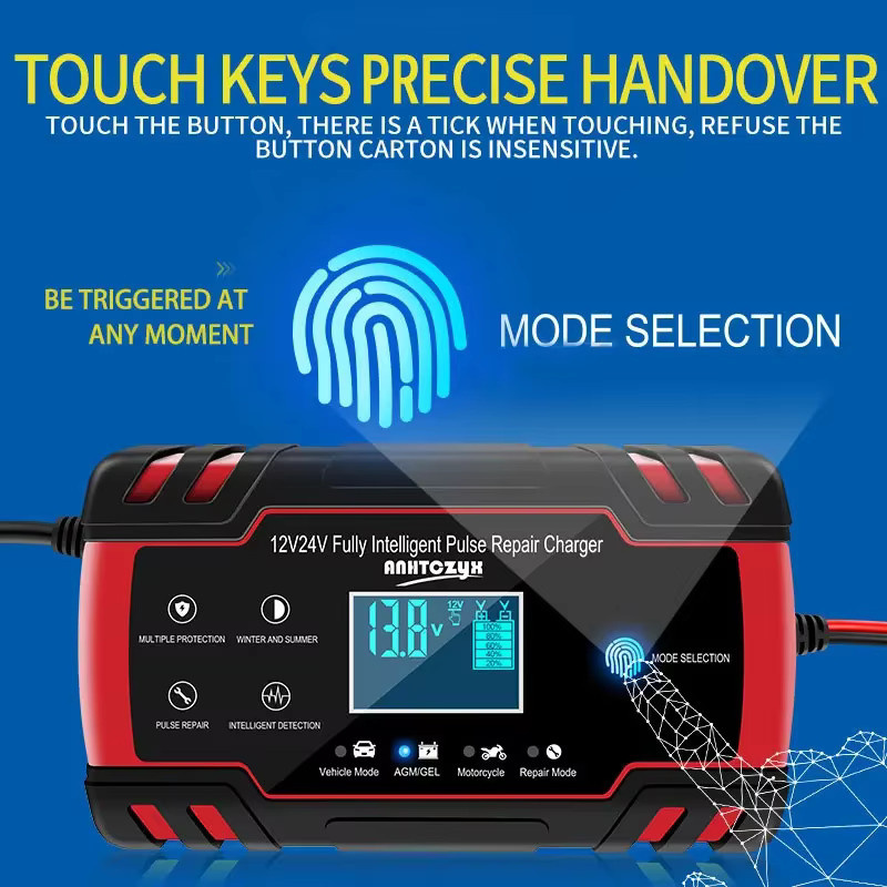 EAFC Autobatterieladegerät 12V/24V 8A mit Touchscreen und LCD-Display für Blei-Säure-Batterien inklusive Pulsreparatur und Schnellladefunktion - Bild 2