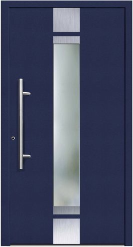 KNOCK Flügelüberdeckende Kunststoff-Haustür Terra in Stahlblau mit Glaseinsatz und RC2 Schutzklasse - Bild 1