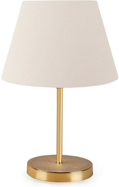 Opviq Tischleuchte in Creme aus Metall und PVC mit E27 Fassung, B/T/H: 22 x 22 x 37 cm - Bild 1