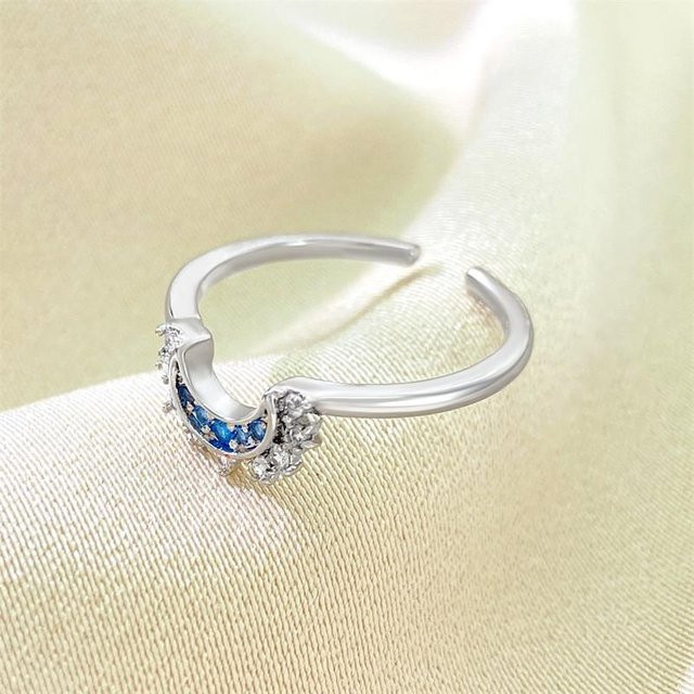 YULIN Ring-Set, Sonnen- und Mondring, Zinklegierung, Silber, Kristall, Damen - Bild 1