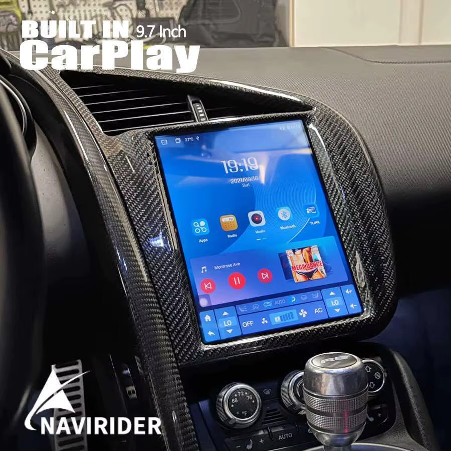 Jetalon Android Carplay Autoradio mit 9,7 Zoll Touchscreen und GPS Navigation für Audi R8 2007-2014, Multimedia DSP Stereo Video Player in Schwarz - Bild 2
