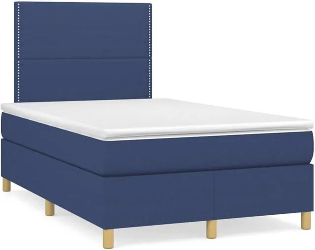 Vidaxl Boxspringbett mit Matratze aus Stoff in Blau, B/T/H: 120 x 190 cm - Bild 1