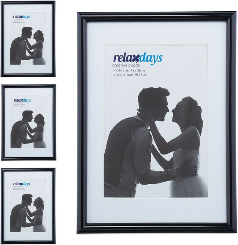 4er Set Bilderrahmen von RELAXDAYS in Schwarz mit Passepartout und Glasscheibe, Rechteckig, zum Aufstellen oder Aufhängen, Maße: 13 x 18 cm - Bild 1