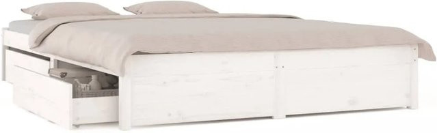 vidaXL Bett mit Schubladen aus Kiefernholz in Weiß, B/T/H: 140 x 200 x 145,5 cm - Bild 1