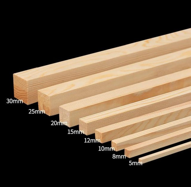 Quadratische Massivkieferstäbe aus Kiefernholz für DIY Modellbau und Handwerk, Beige, Länge: 330 mm - Bild 1