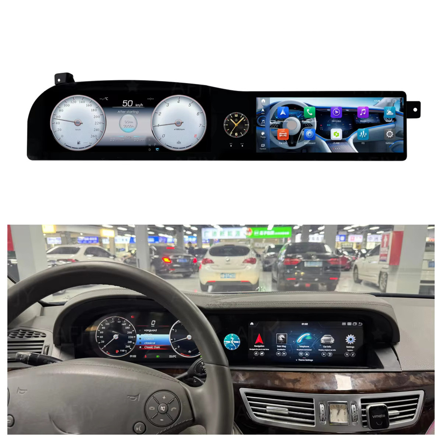 YANFU Digitales Kombiinstrument für Mercedes Benz S W221 2006-2013 mit Dual-Screen, Android Auto und Wireless CarPlay, DSP Armaturenbrett Head Unit - Bild 3
