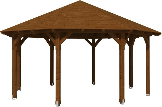 SKANHOLZ Pavillon Lyon 3 aus Douglasie in Nussbraun, achteckig, B/T/H: 557 x 347 x 557 cm - Bild 1