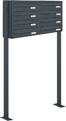 AL Briefkasten-System für 8 Parteien mit Zaundurchwurf, grau, B/H/T: 84,8 x 150 x 27,5 cm - Bild 1