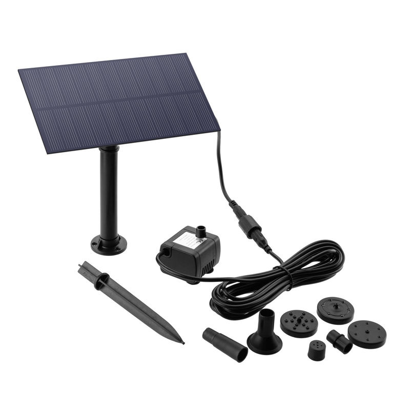 Tooarts Solar-Vogelbad-Brunnen mit Solarpanel und Tauchwasserpumpe zur Wandmontage, Schwarz - Bild 2