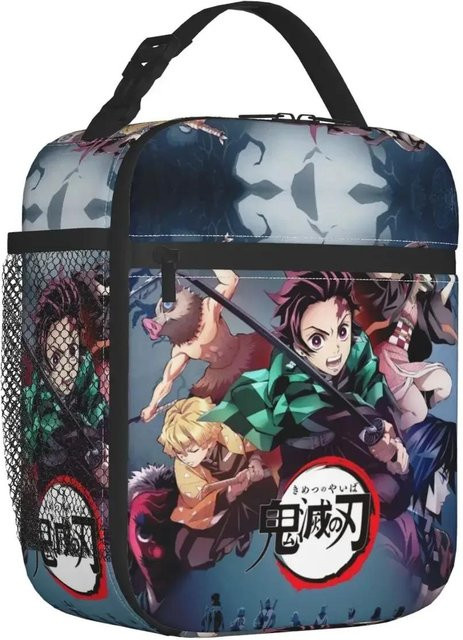 Kitsune No Yaiba Thermoisolierte Lunchtasche für Damen mit Manga Demon Slayer Motiv, grau, B/T/H: 26 x 21 x 11 cm - Bild 1