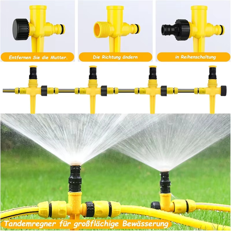Verstellbarer Gartensprinkler mit 1/2 Zoll Schnellkupplung in Gelb für Rasen und Hof - Bild 5