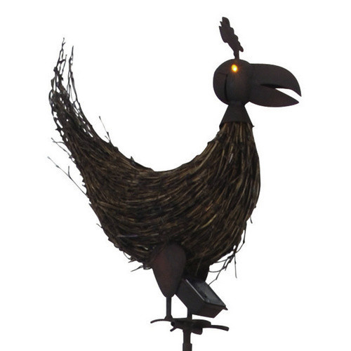 Näve Solar-Erdspieß Huhn mit LED in Orange aus Metall - Bild 3
