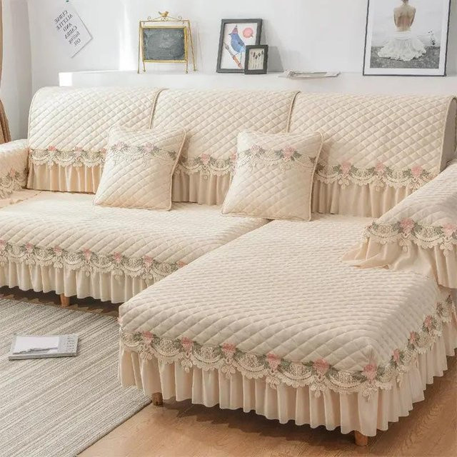 BC-Warm Home Plüsch-Sofabezug aus Fleece in Beige, rutschfest und modern, B/H: 70 x 70 cm - Bild 1