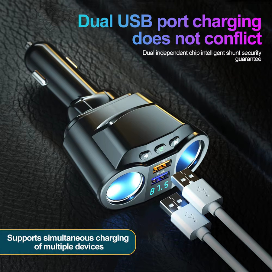 Dual USB Schnellladegerät für das Auto mit Bluetooth und FM-Sender in Schwarz - Bild 3