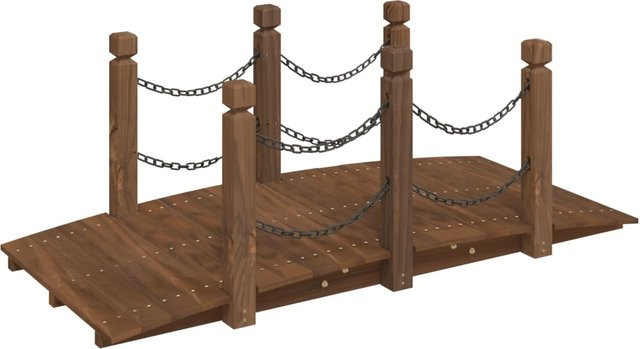 Gartenbrücke mit Ketten-Geländer von VD Home Furnishing aus massivem Fichtenholz in Braun, B/T/H: 150 x 67 x 56 cm - Bild 1
