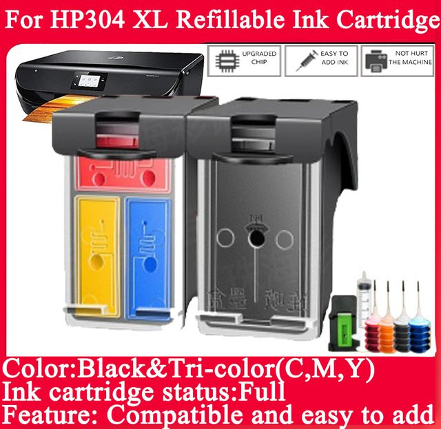 einkshop Nachfüllbare Tintenpatrone 304 Kompatibel mit HP Envy 5010 5020 5030 5032 5034 5052 5055 und Deskjet 2620 2630 2632 Druckern - Bild 1