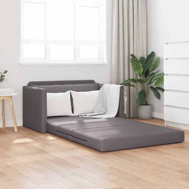 Modernes Schlafsofa von vidaxl in Grau aus Kunstleder mit Metallgestell, B/T/H: 124 x 71 x 78 cm - Bild 1