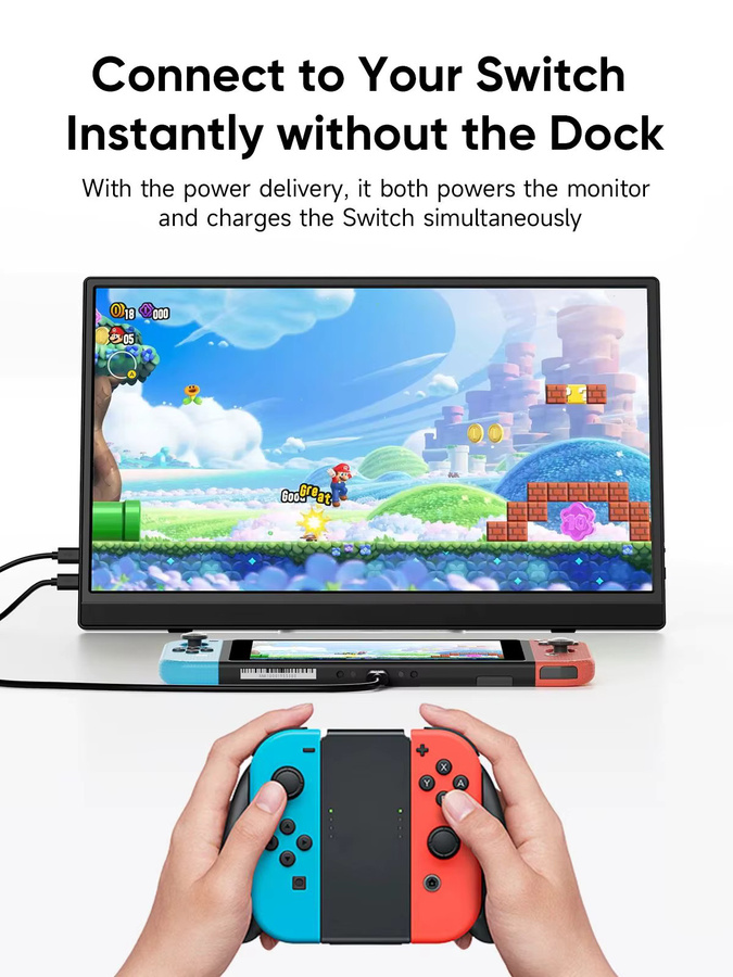 Dopesplay 15,6 Zoll tragbarer Monitor in Schwarz mit Full HD IPS Display für Laptop, PS4, PS5 und Nintendo Switch - Bild 6