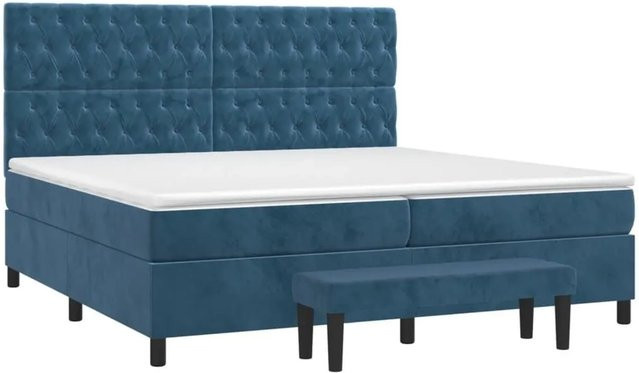 vidaXL Boxspringbett Hybrid mit Matratze und Kopfteil Dunkelblau Samt B/T: 200 x 200 cm - Bild 1