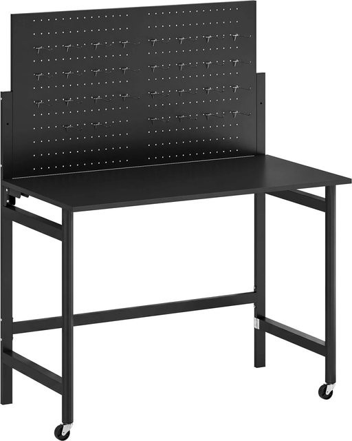 HOMCOM Werkbank aus MDF und Stahl in Schwarz, B: 62 cm, T: 115 cm, H: 143,5 cm - Bild 1