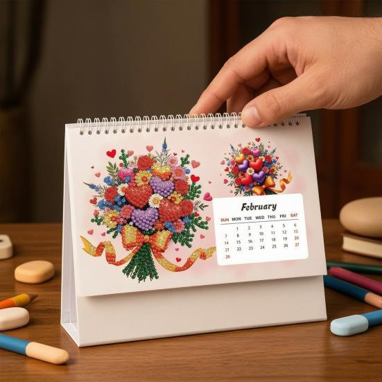 AuroraBloom Diamond Art Schreibtisch-Set Kunstkalender 2027 Bastelset Multicolor - Bild 3