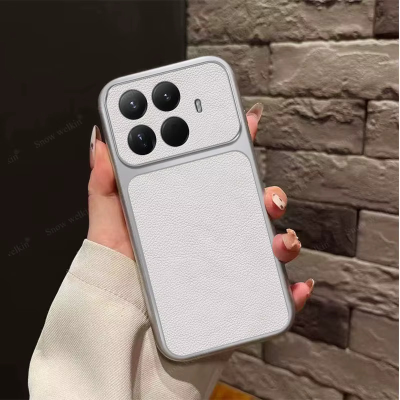 Xiaomi Mi 17T Pro Handyhülle aus Silikon mit Lychee-Ledertextur und Kameraobjektivschutz in Weiß - Bild 3