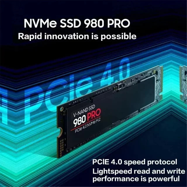Samsung 980 Pro NVMe M.2 2280 SSD PCIe Gen 4.0x4 TLC Interne Festplatte für Desktop-PC und PS5, Schwarz, 1 TB - Bild 1