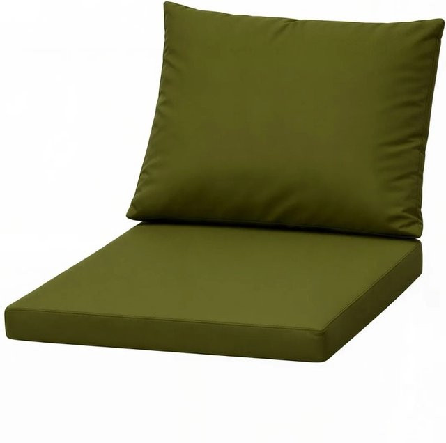 Setgarden Mix 6er Set Sitzkissen für Polyrattan Sessel in Grün mit abnehmbarem Bezug, Sitzkissen B: 50 cm, T: 52 cm, H: 7 cm und Rückenlehne B: 50 cm, H: 56 cm - Bild 1