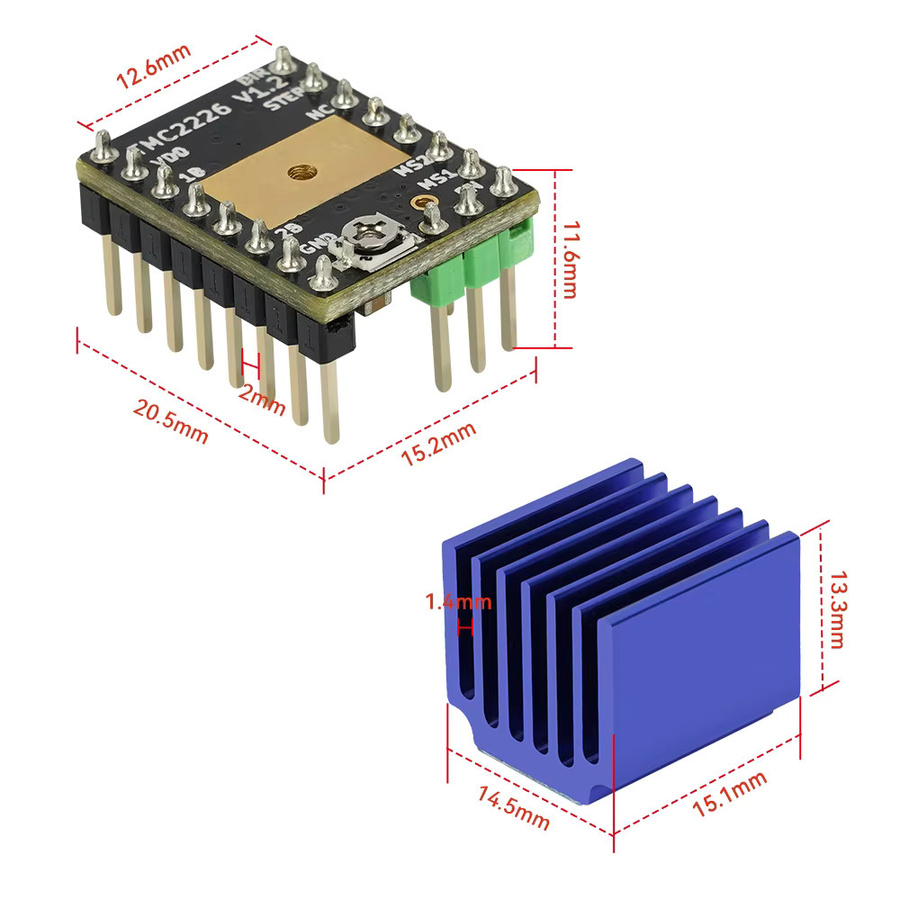 Makerbase MKS TMC 2226 Schrittmotortreiber StepStick für 3D-Drucker mit 2,5 A und UART-Unterstützung - Bild 3