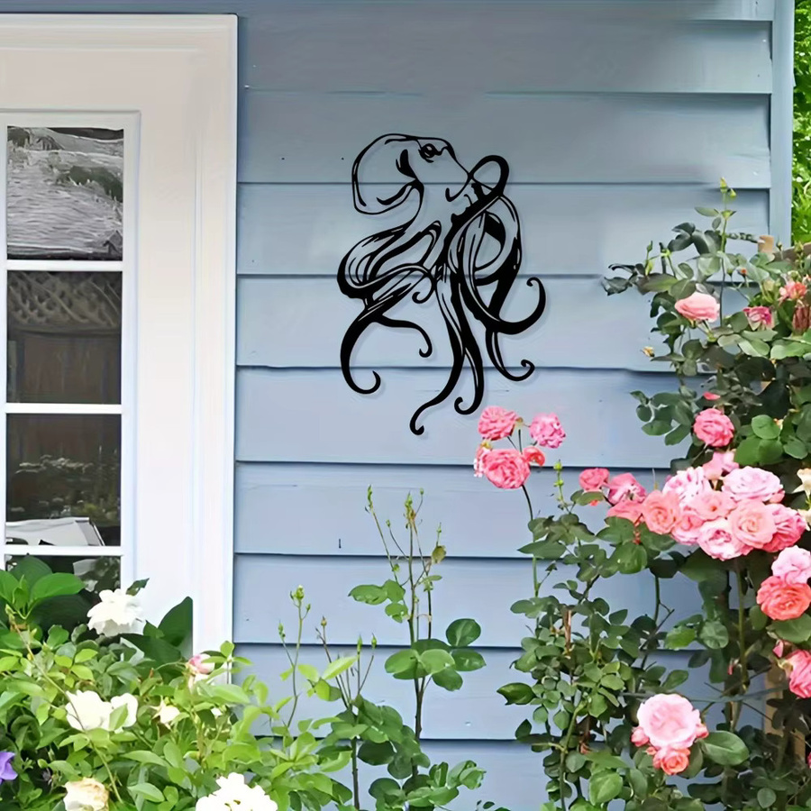 CIFBUY Oktopus Metall-Wandkunst Nautische Skulptur in Schwarz - Bild 2